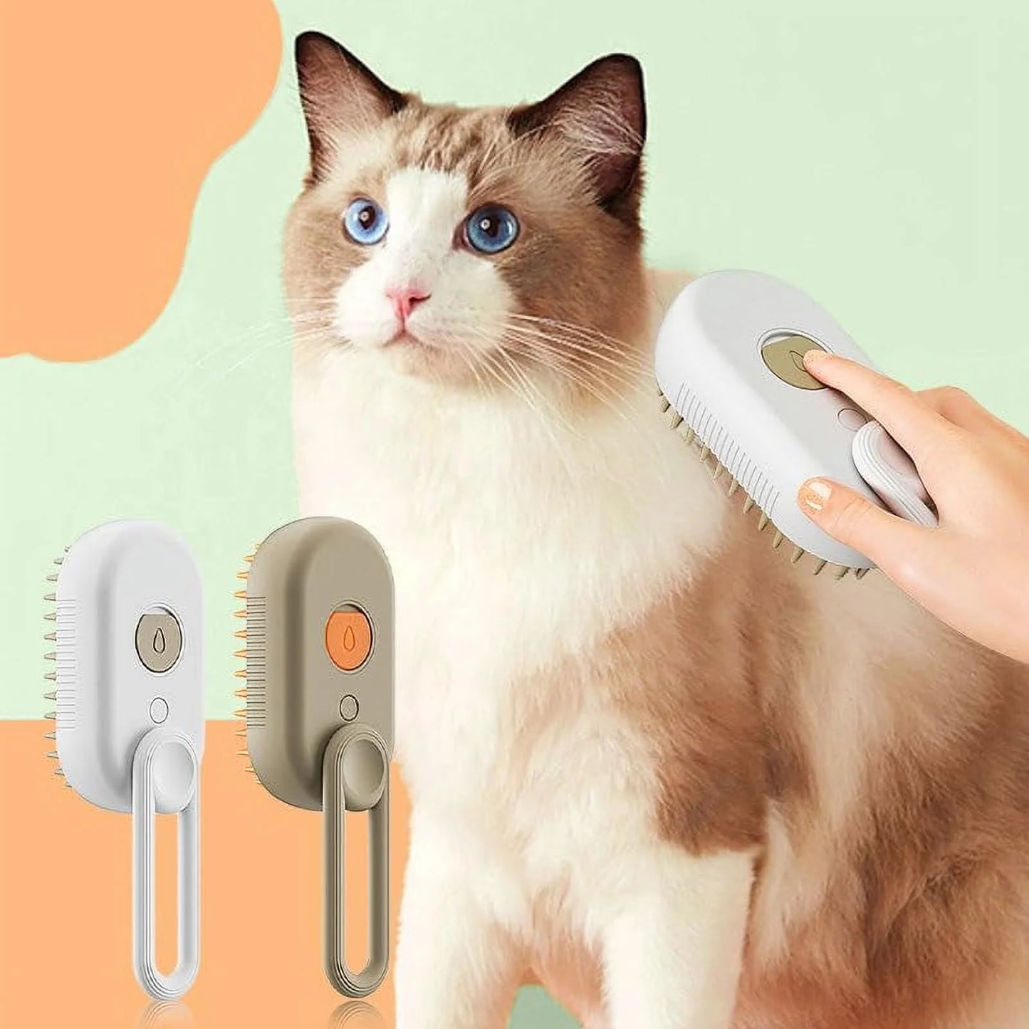 3-in-1 Cat Steam Brush – Self-Cleaning Steamy Pet Grooming Tool for Detangling, De-Shedding & Gentle Massage