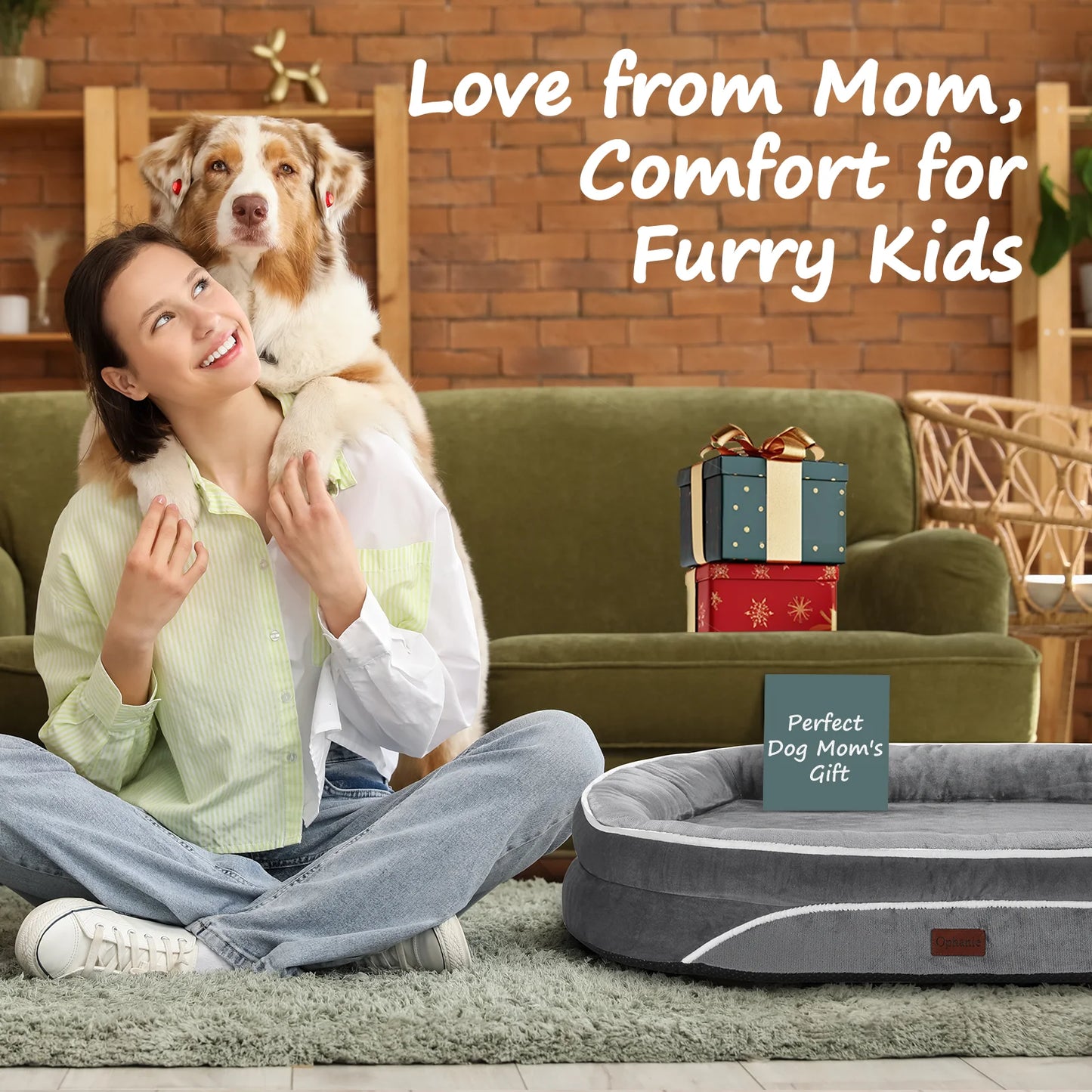 35In Luxury Sofa-Style Pet Orthopedic Bed β Removable Machine-Washable Plush Cover, 4-Sided Bolster, Non-Slip Bottom
