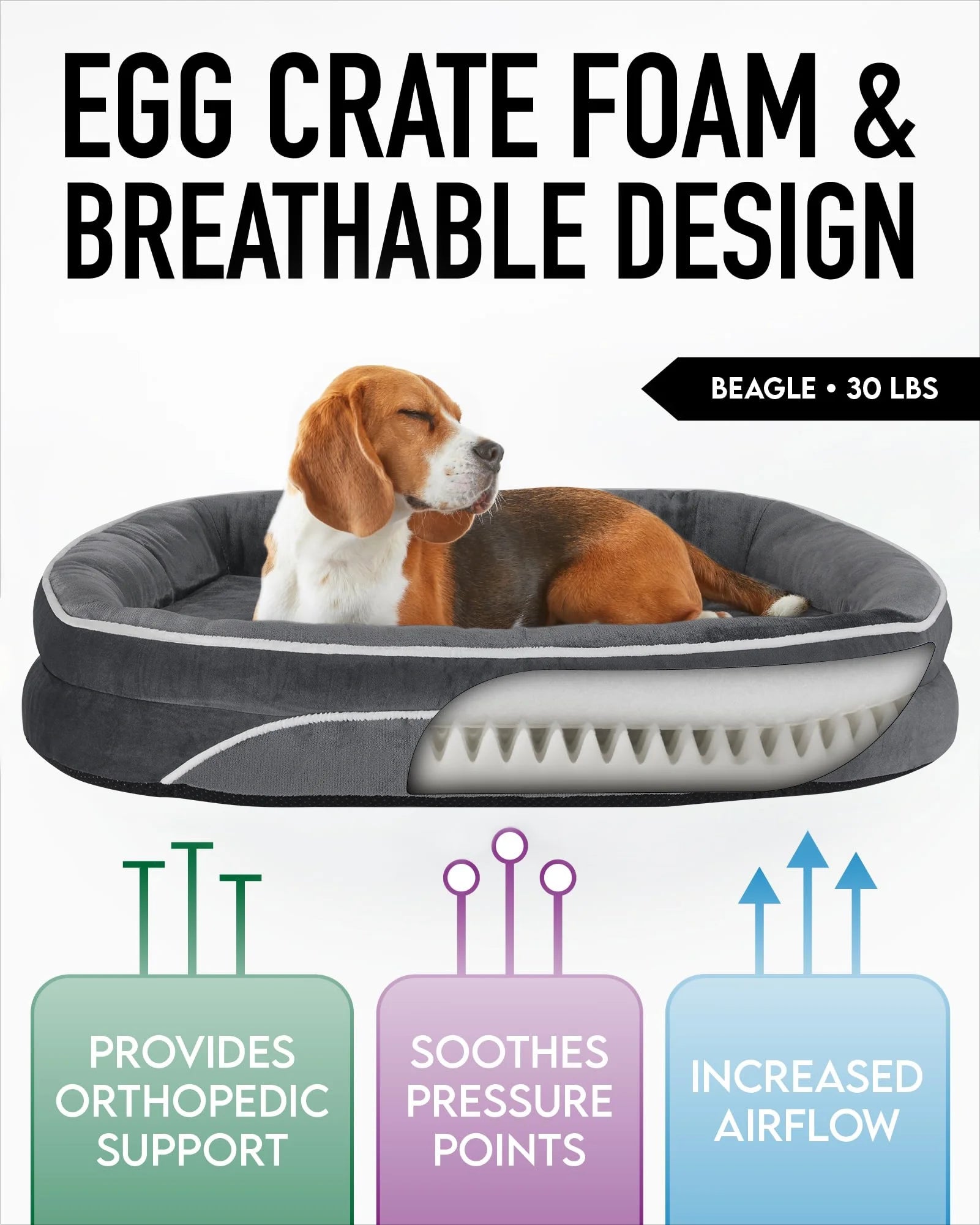 35In Luxury Sofa-Style Pet Orthopedic Bed – Removable Machine-Washable Plush Cover, 4-Sided Bolster, Non-Slip Bottom