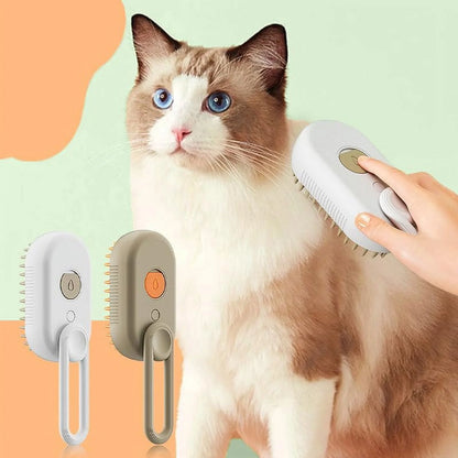 3-in-1 Cat Steam Brush – Self-Cleaning Steamy Pet Grooming Tool for Detangling, De-Shedding & Gentle Massage