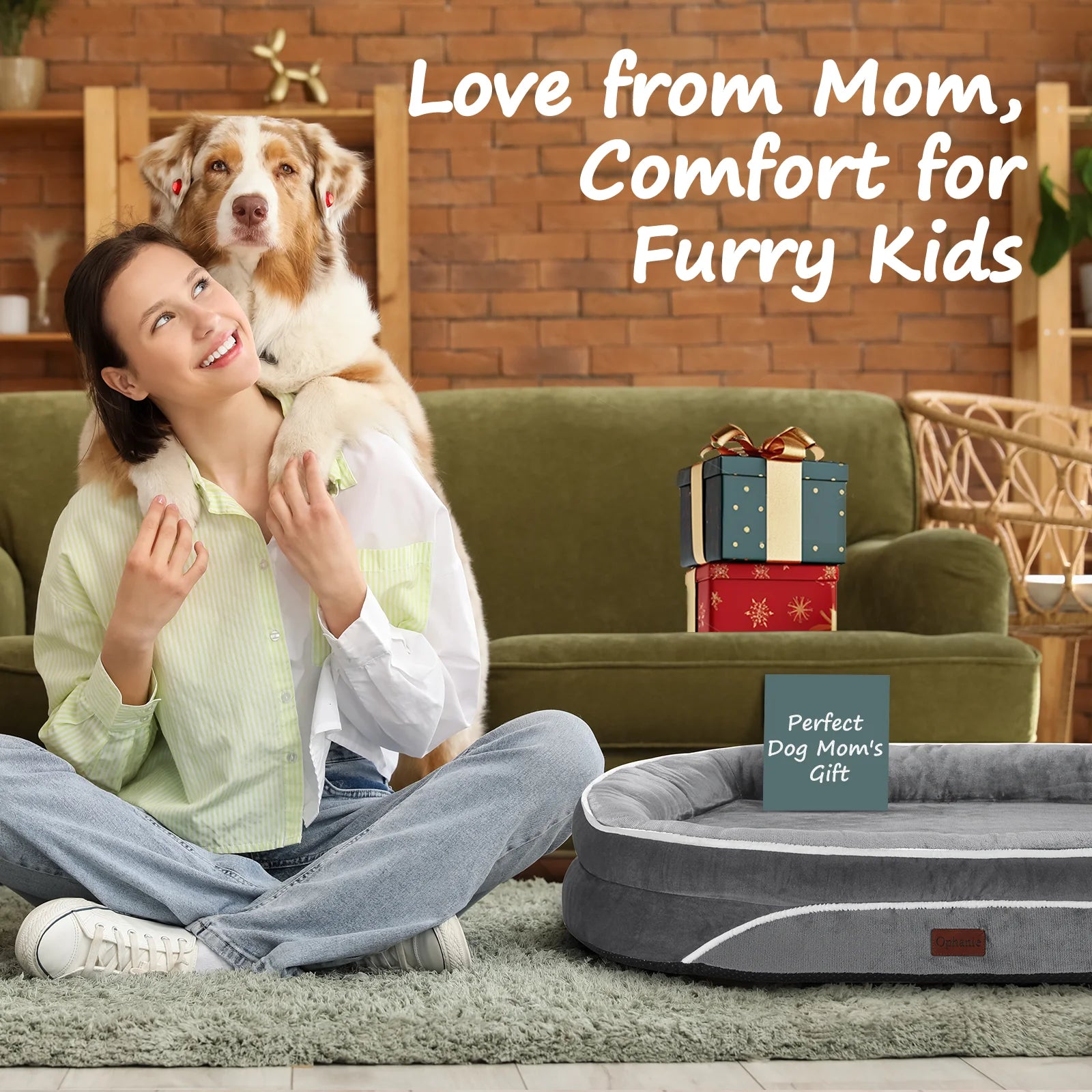 35In Luxury Sofa-Style Pet Orthopedic Bed – Removable Machine-Washable Plush Cover, 4-Sided Bolster, Non-Slip Bottom
