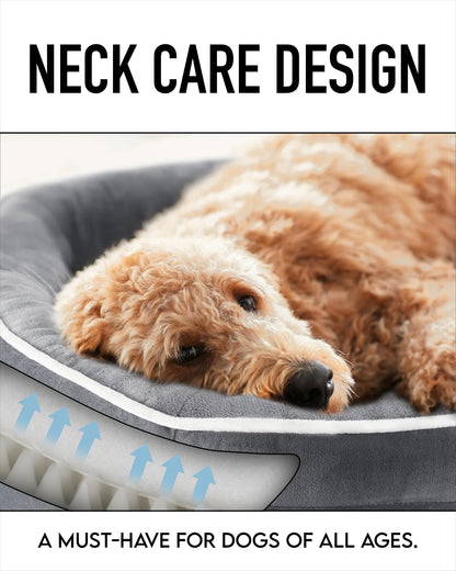 35In Luxury Sofa-Style Pet Orthopedic Bed – Removable Machine-Washable Plush Cover, 4-Sided Bolster, Non-Slip Bottom