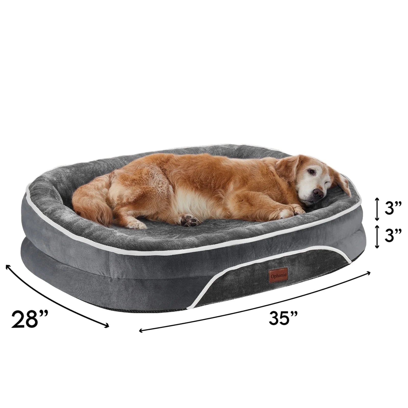 35In Luxury Sofa-Style Pet Orthopedic Bed – Removable Machine-Washable Plush Cover, 4-Sided Bolster, Non-Slip Bottom