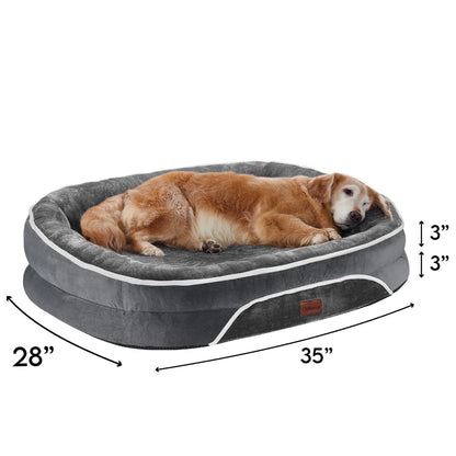 35In Luxury Sofa-Style Pet Orthopedic Bed – Removable Machine-Washable Plush Cover, 4-Sided Bolster, Non-Slip Bottom