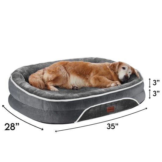 35In Luxury Sofa-Style Pet Orthopedic Bed – Removable Machine-Washable Plush Cover, 4-Sided Bolster, Non-Slip Bottom