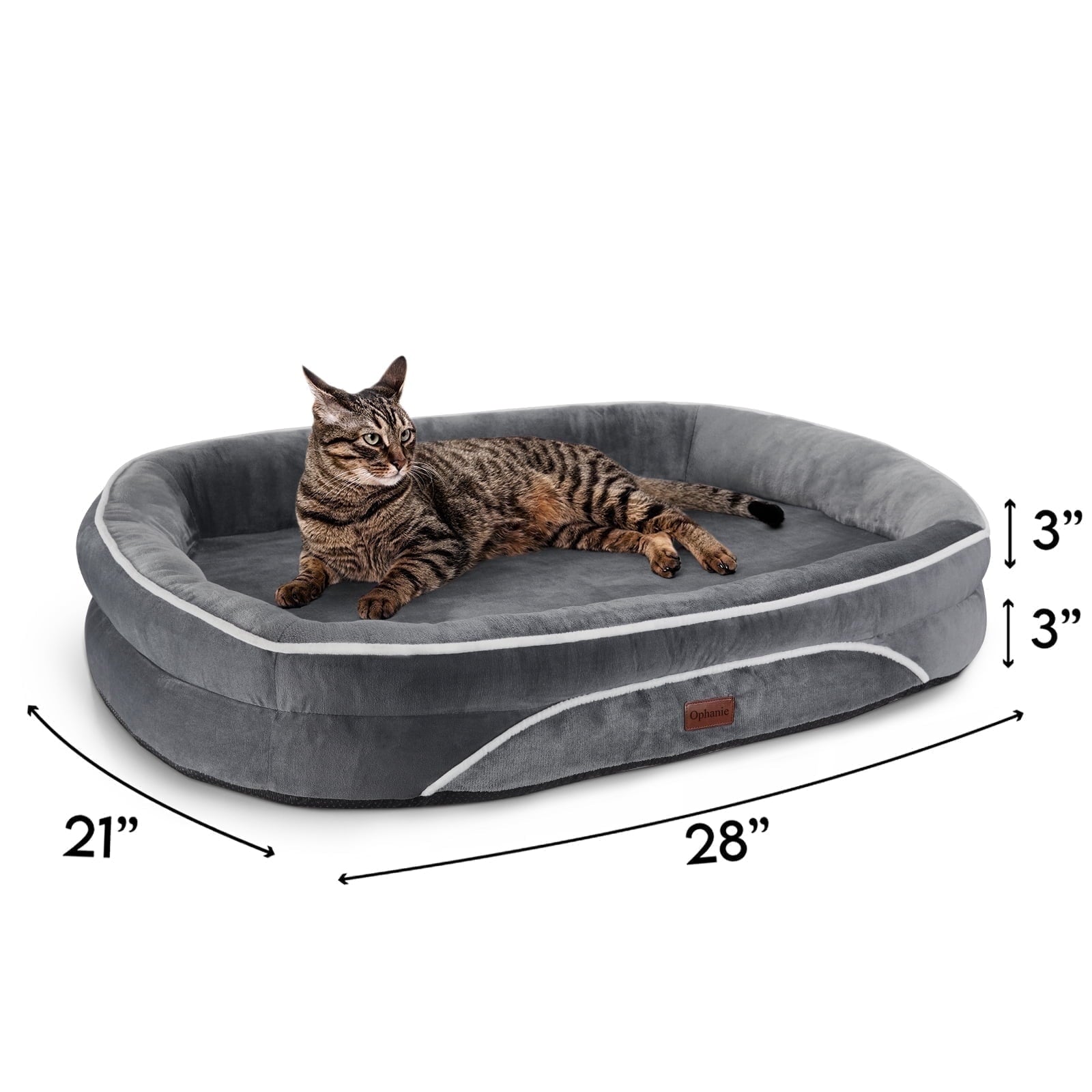 35In Luxury Sofa-Style Pet Orthopedic Bed – Removable Machine-Washable Plush Cover, 4-Sided Bolster, Non-Slip Bottom