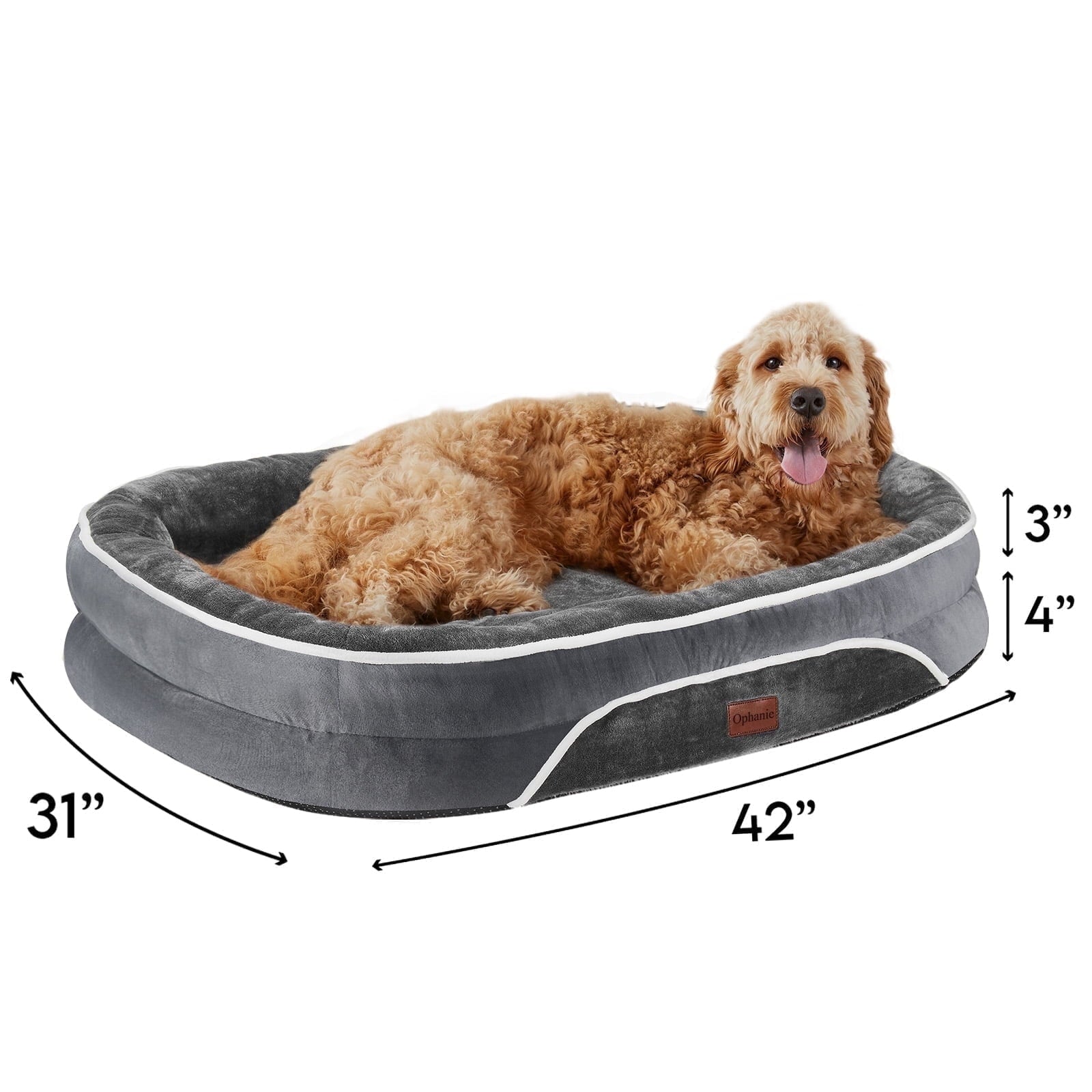 35In Luxury Sofa-Style Pet Orthopedic Bed – Removable Machine-Washable Plush Cover, 4-Sided Bolster, Non-Slip Bottom
