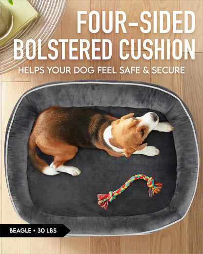 35In Luxury Sofa-Style Pet Orthopedic Bed – Removable Machine-Washable Plush Cover, 4-Sided Bolster, Non-Slip Bottom
